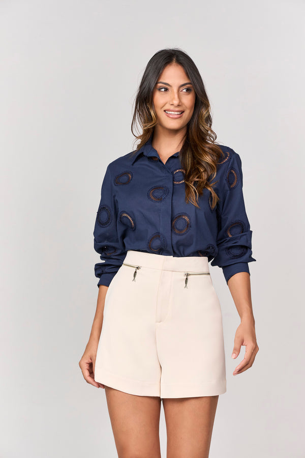 SHORT ALFAIATARIA COM DETALHE ZIPER COS