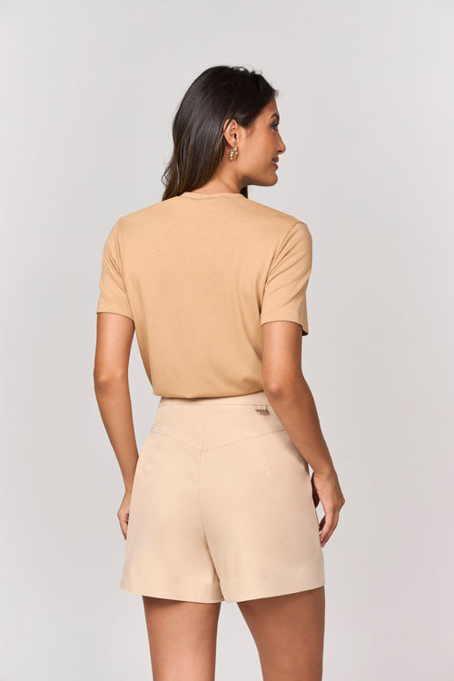 BLUSA T-SHIRT DE MALHA COM DETALHE ZIPER