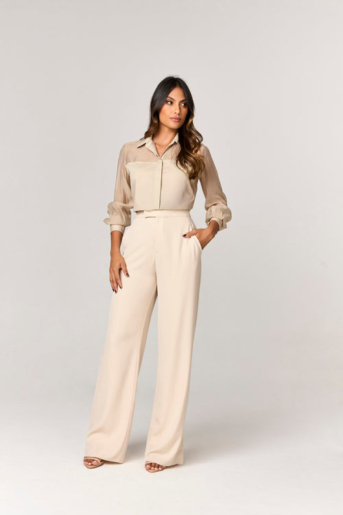 BLUSA CAMISA COM TRANSPARENCIA