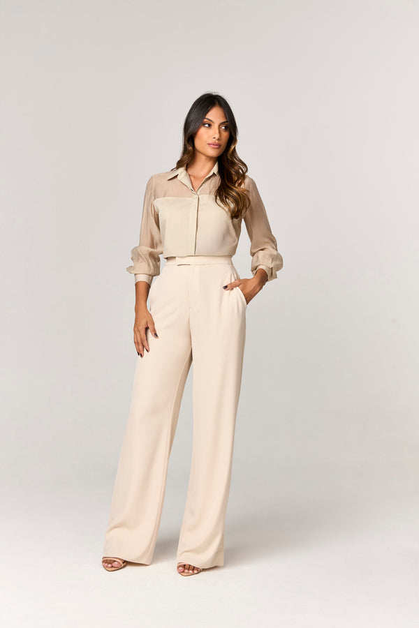 BLUSA CAMISA COM TRANSPARENCIA