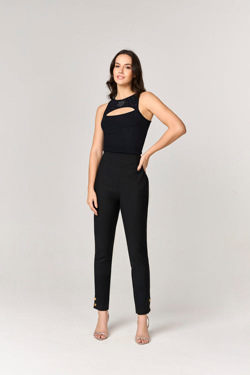 BLUSA REGATA MALHA COM APLICACAO STRASS