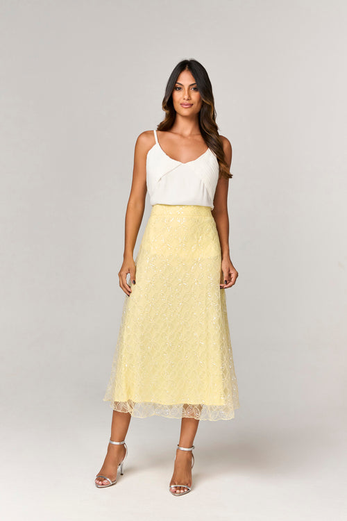 SAIA MIDI DE TULE COM DETALHES PAETE