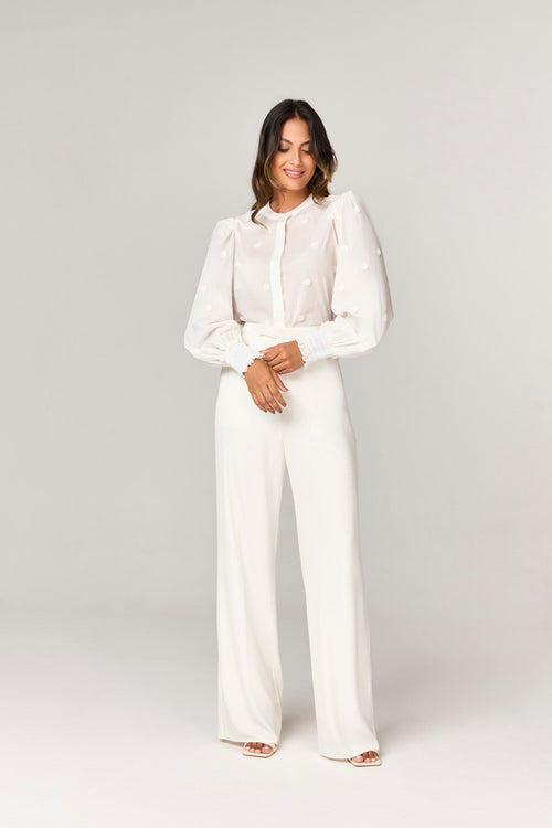 BLUSA CAMISA COM DETALHE BOLINHAS