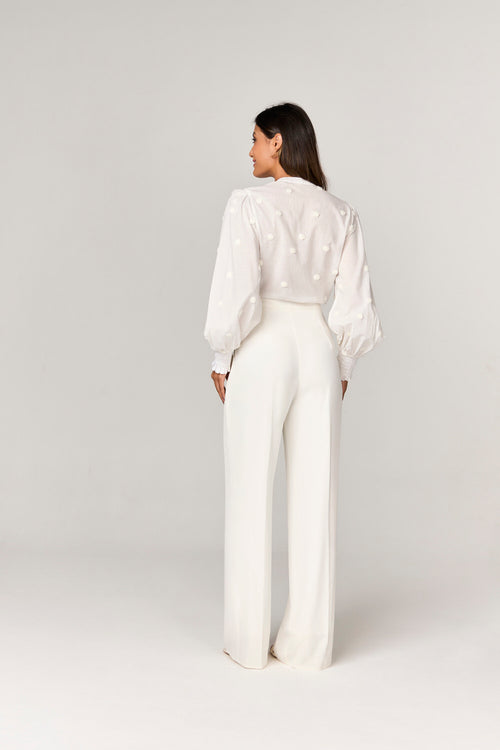 BLUSA CAMISA COM DETALHE BOLINHAS