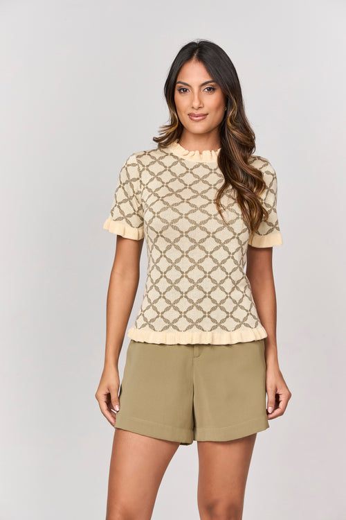 BLUSA T-SHIRT TRICOT JAQUARD SARDINHA