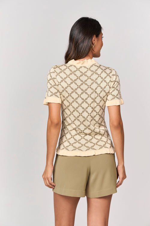 BLUSA T-SHIRT TRICOT JAQUARD SARDINHA