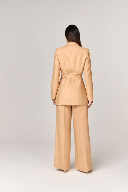 BLUSA BLAZER DE LINHO COM CINTO E DETALHE BOTOES