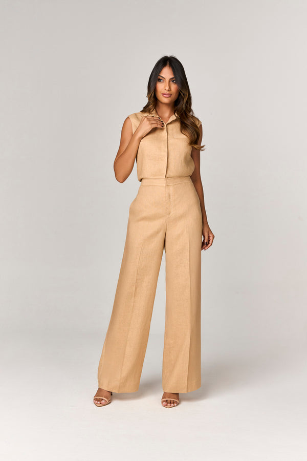 BLUSA CAMISA DE LINHO COM DETALHE BOLSO