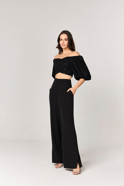 BLUSA CROPPED COM MANGA BUFANTE