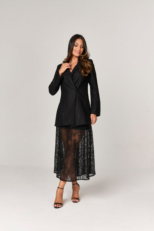 BLUSA BLAZER DE PURO LINHO COM BOTAO MOEDA