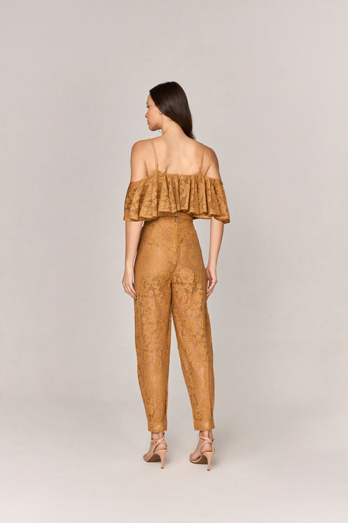 BLUSA CROPPED DE RENDA COM BABADO