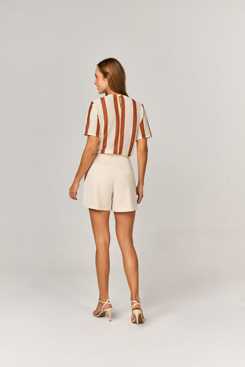 BLUSA T-SHIRT DE TRICOT BICOLOR