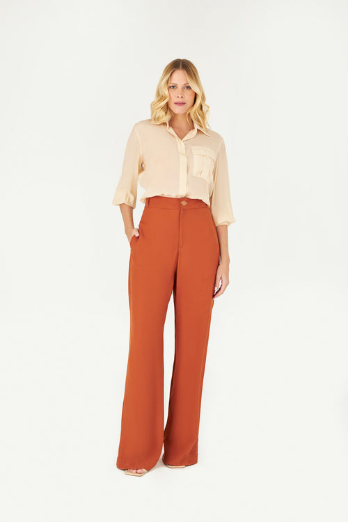 BLUSA ALFAIATARIA DE SEDA COM BOLSO