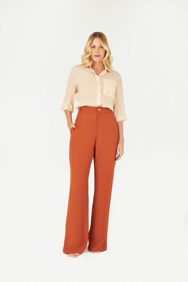 BLUSA ALFAIATARIA DE SEDA COM BOLSO