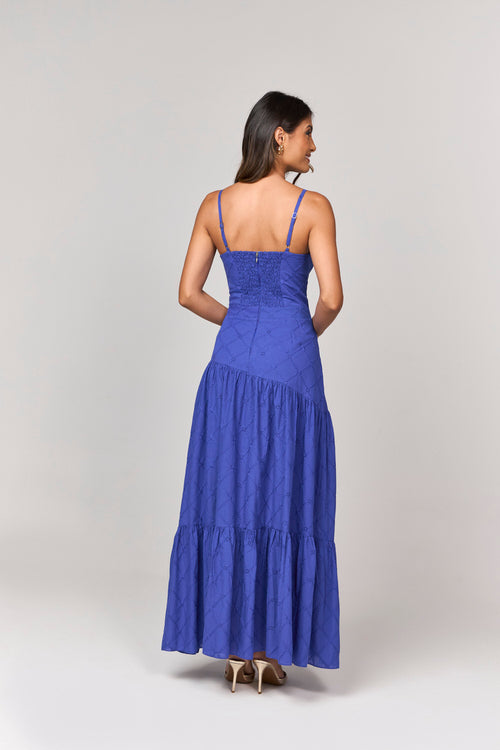 VESTIDO LONGO COM DETALHE MARIAS E BOTOES BOMBE