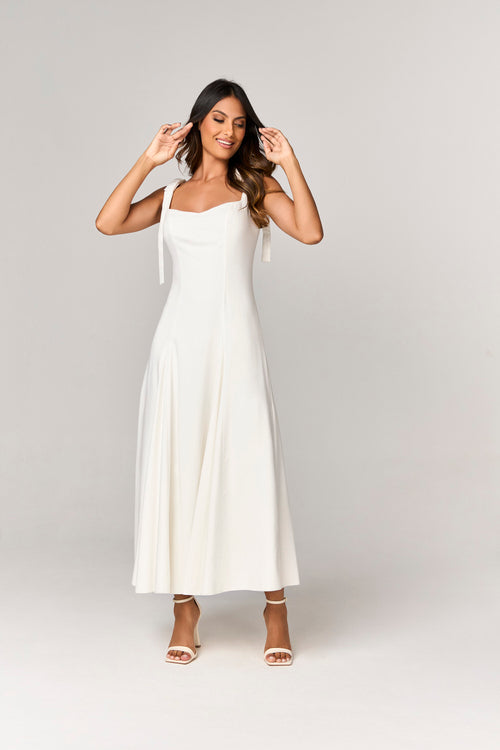 VESTIDO MIDI COMNESGAS E DETALHE LACO ALCA