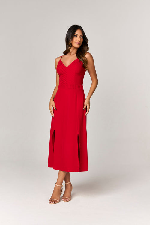 VESTIDO MIDI DETALHE NERVURAS