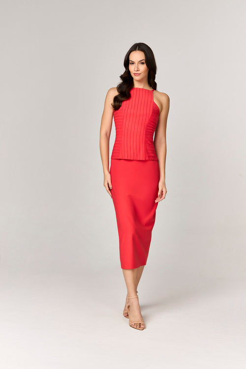 VESTIDO MIDI COM NERVURAS BUSTO