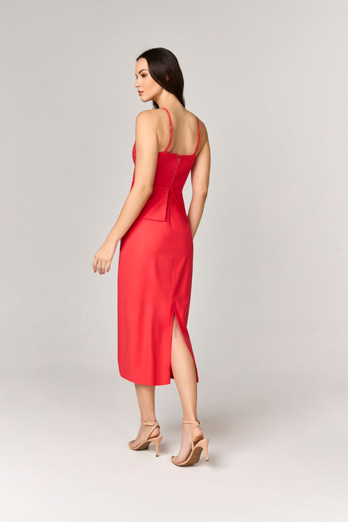 VESTIDO MIDI COM NERVURAS BUSTO
