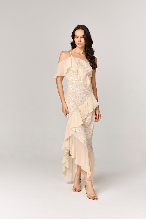 VESTIDO MIDI COM DETALHES PAETE