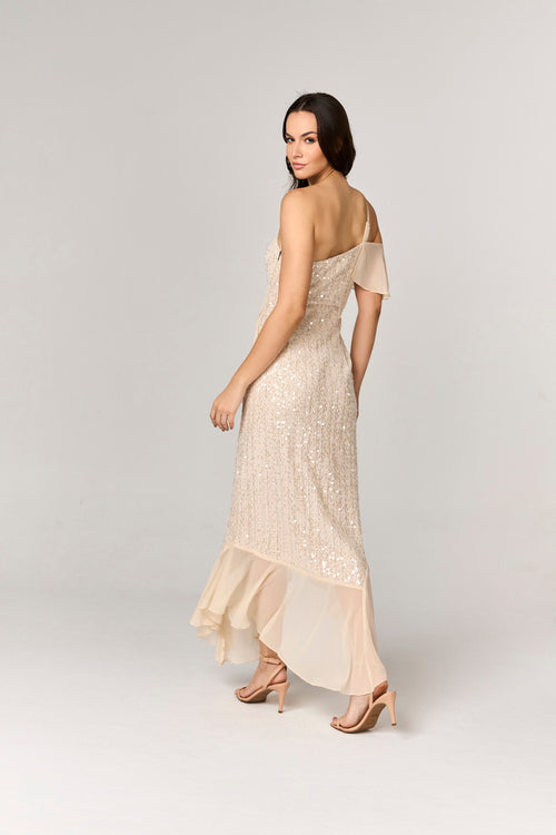 VESTIDO MIDI COM DETALHES PAETE