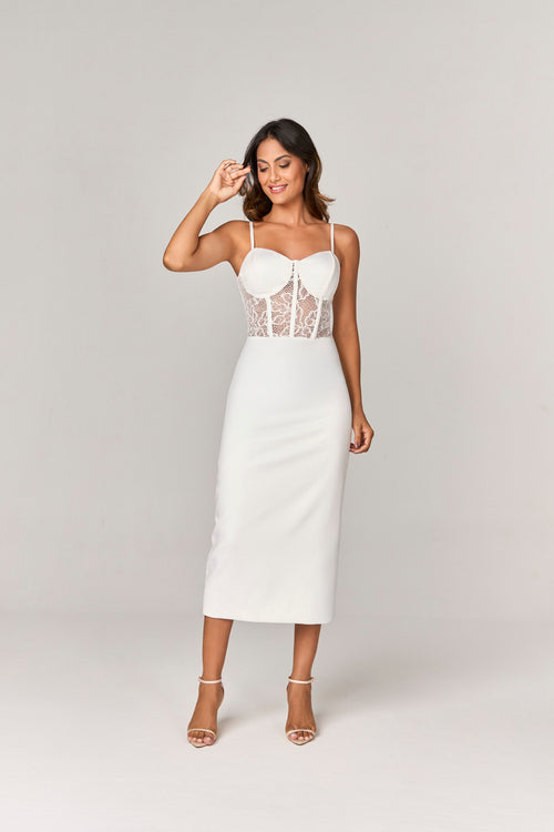 VESTIDO MIDI COM APLICACAO DE RENDA