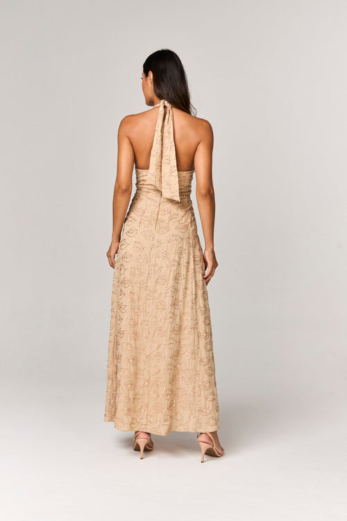 VESTIDO LONGO COM DETALHE PAETE