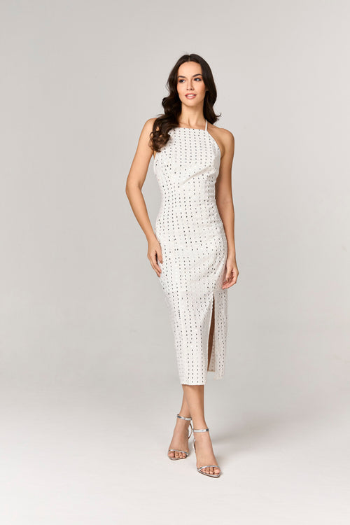 VESTIDO MIDI COM DETALHE PAETE