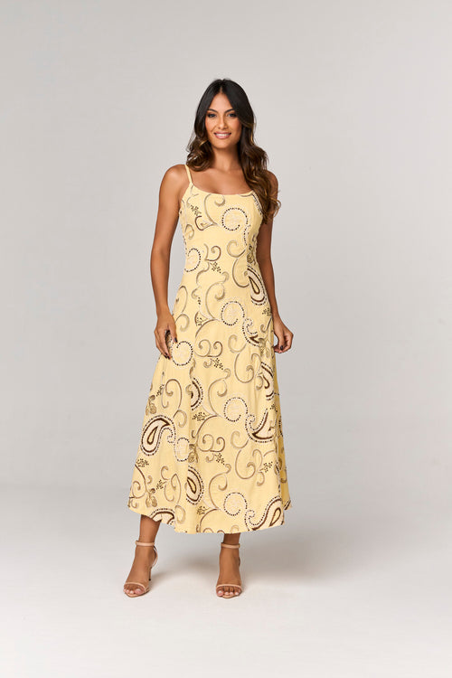 VESTIDO MIDI COM DETALHE BORDADO