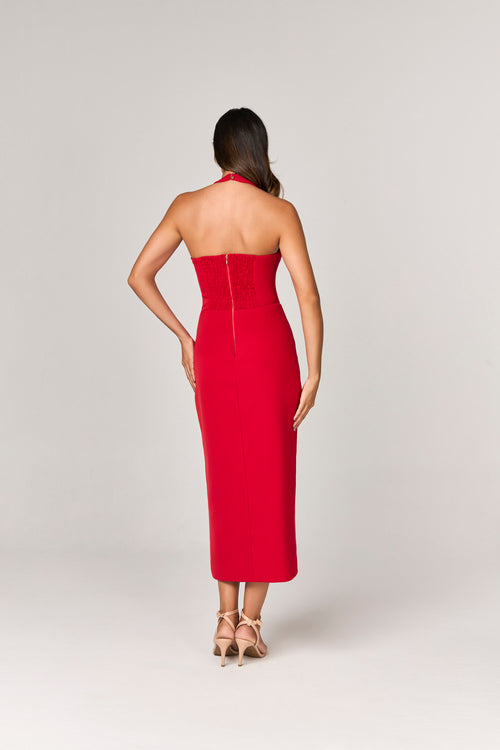 VESTIDO MIDI COM DETALHE FIVELA