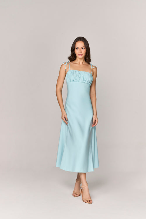 VESTIDO MIDI COM BUSTO FRANZIDO