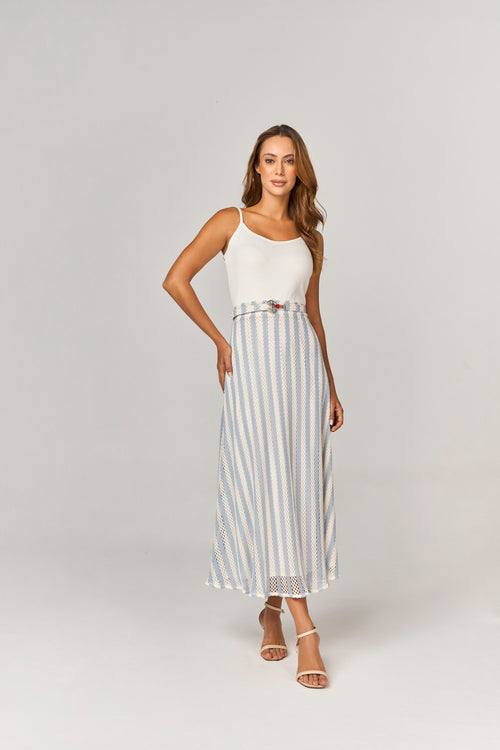 VESTIDO MIDI TRICOT COM RECORTES