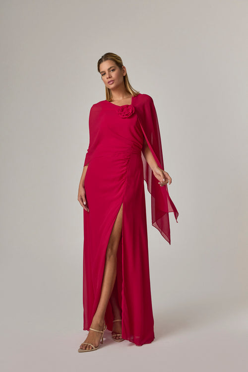 VESTIDO LONGO COM SOBREPOSICAO