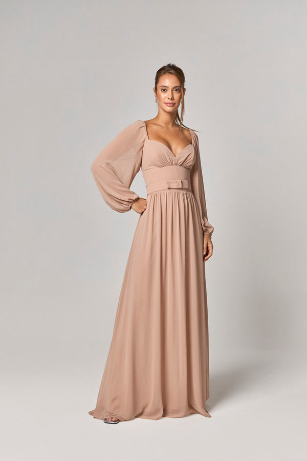 VESTIDO LONGO COM MANGA LONGA
