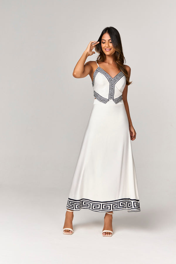 VESTIDO LONGO COM ESTAMPA LOCALIZADA