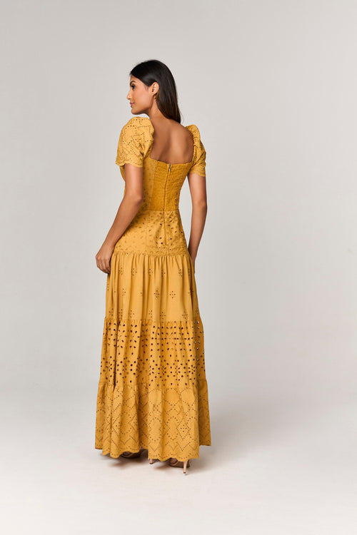 VESTIDO LONGO DE LAISE COM MIX DE TECIDOS