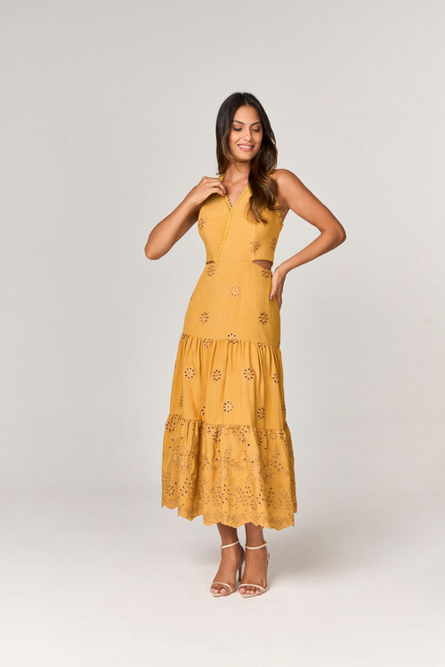 VESTIDO MIDI DE LAISE COM APLICACOES