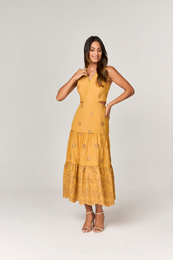 VESTIDO MIDI DE LAISE COM APLICACOES
