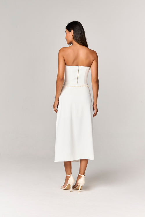 CONJUNTO SAIA MIDI E CORSET COM DETALHE FRANJAS