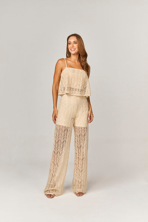 CONJUNTO CALCA E CROPPED DE TELA