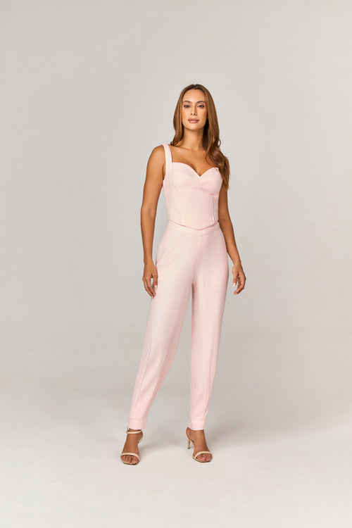 CONJUNTO CALCA E CROPPED COM DETALHE PALA EM PONTA