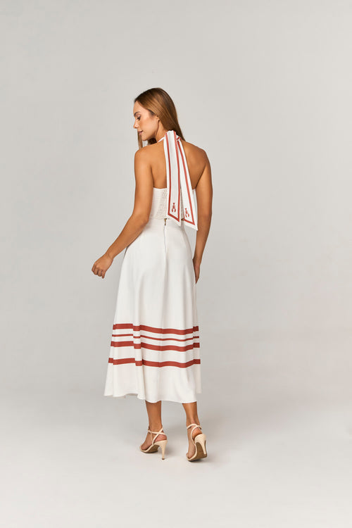 CONJUNTO SAIA MIDI E CROPPED COM ESTAMPA LOCALIZADA