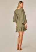 BOUS Vestido Lino Brillo Italiano Verde Militar BOUS