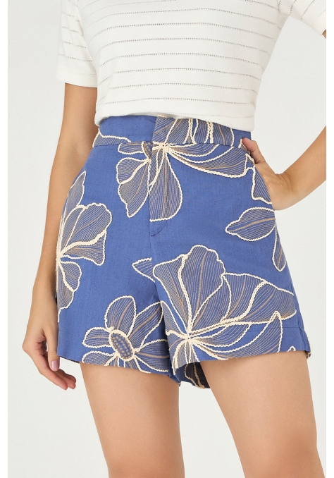 Short Deep Detalhe Tecido Bordado - Le Jardin