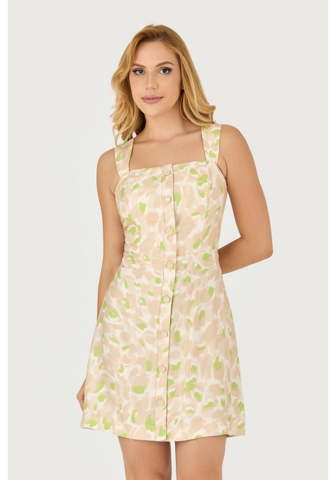 Vestido Curto Deep Estampado com Botões - Le Jardin