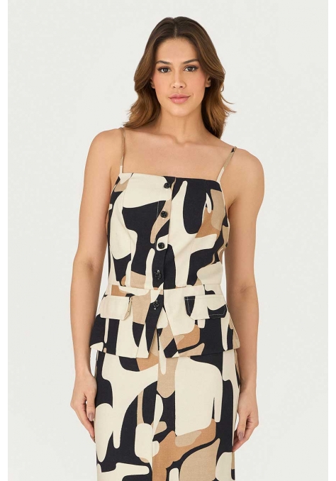 Vestido Midi Estampado com Detalhe de Botões DEEP - Icons