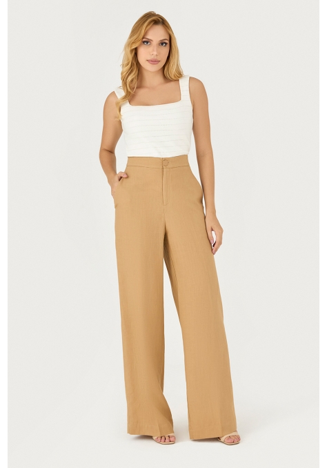 Calça Pantalona Deep Detalhe Botão Orgânico - Le Jardin