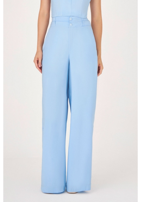 Calça Deep Pantalona Detalhe Cós Duplo com Botão Feminino - Luminous