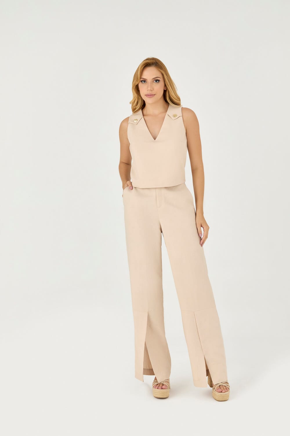 10626208 F OFF Calca Alfaiataria Detalhe Fenda