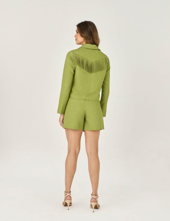 Short Alfaiataria Detalhe Franjas Bolso